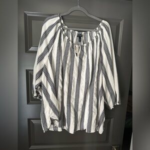 Lane Bryant Striped Top 3/4 Length Sleeves
